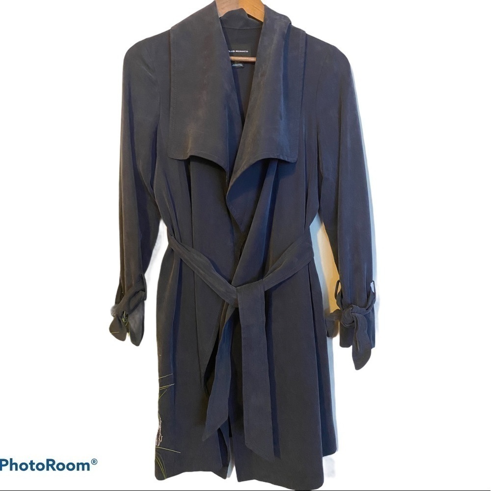 NEW Club Monaco| Trench Coat. Waterfall Collar.